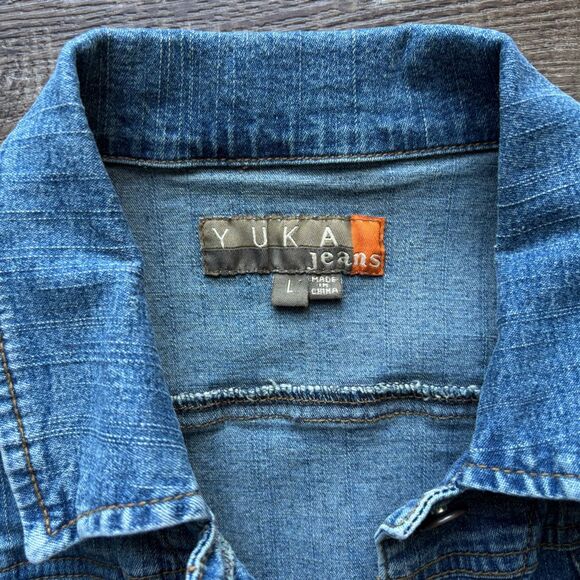 YUKA Jeans Vintage Denim Jean Jacket Size Large - Picture 2 of 3